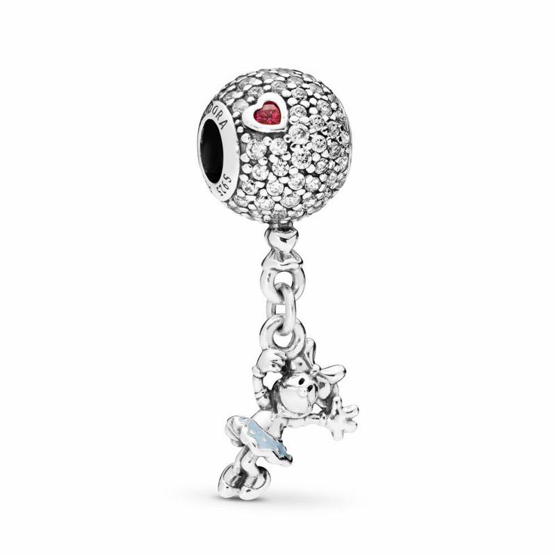 Pandora Disney Floating Minnie Dangle Charm Ireland - Sterling Silver/Enamel/Blue/Cubic Zirconia - 6